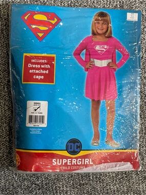 DC Supergirl Pink and Silver Child Superhero Dress Costume